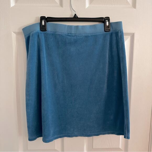 Y2K Juicy Couture Terry Cloth Skirt LARGE Blue Terrycloth Casual Summer Swim - Picture 10 of 11